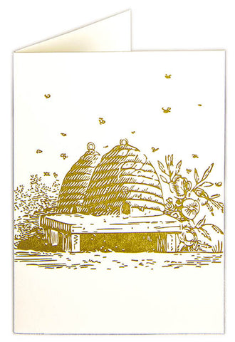 Gold beehive letterpress card