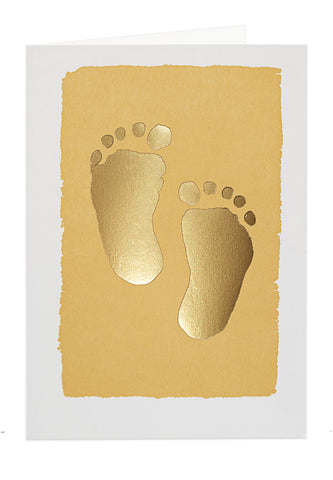 New baby gold feet letterpress card